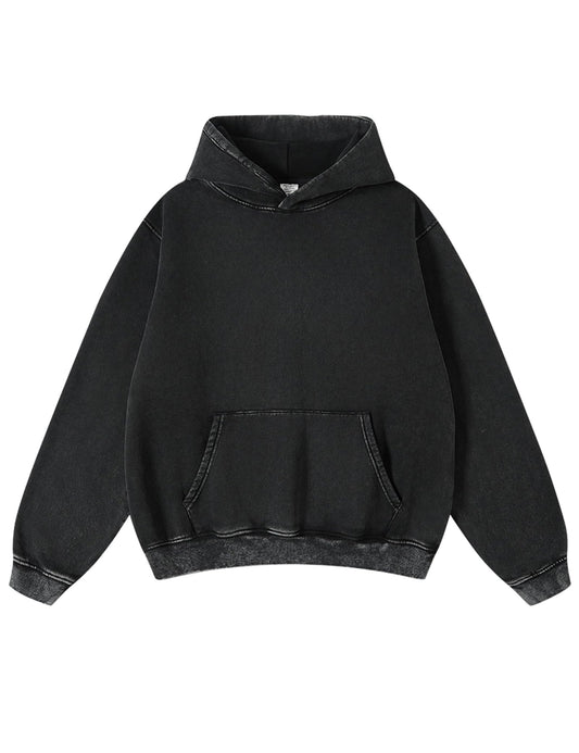 Hatant Hoodies for Men Heavyweight Fleece Sweatshirts for Men Acid Wash Athletic Hoodie Vintage Oversized Matching Hoodies for Couples Mens Fashion Hoodies with Pocket Workout Tops Black-L